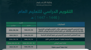 وزارة التعليم تعلن التقويم الدراسي 1446 ثلاث فصول وموعد الإجازات للطلاب بالمملكة السعودية